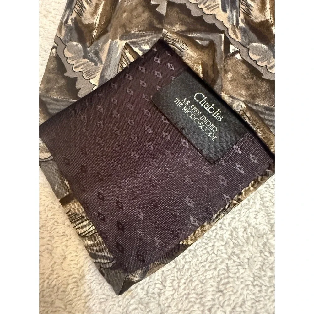Chablis Cocktail Collection Stonehenge Silk Tie Microscope Abstract Brown Grey